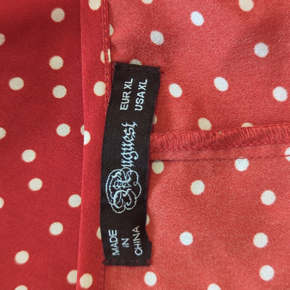 NWOT Uguest Red and White Polka Dot Long Sleeve Wrap Dress with Ruffles Size XL - Picture 5 of 5